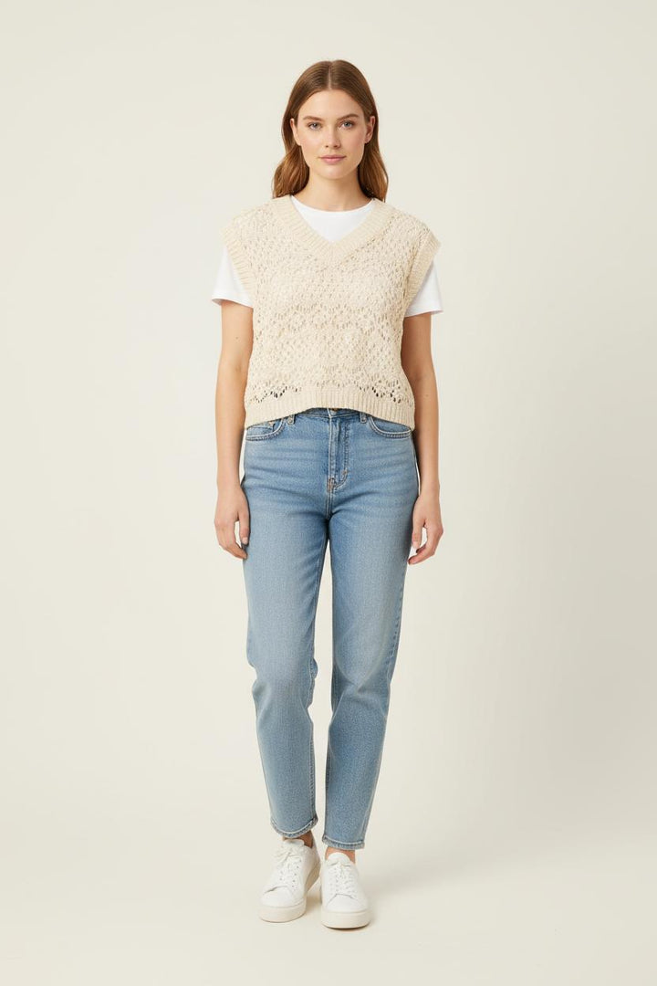 Gilet Sans Manches Beige - Taille S/36 de la marque La Fée Maraboutée | PARAD37284 - Vendu par Paradigme - Image 1