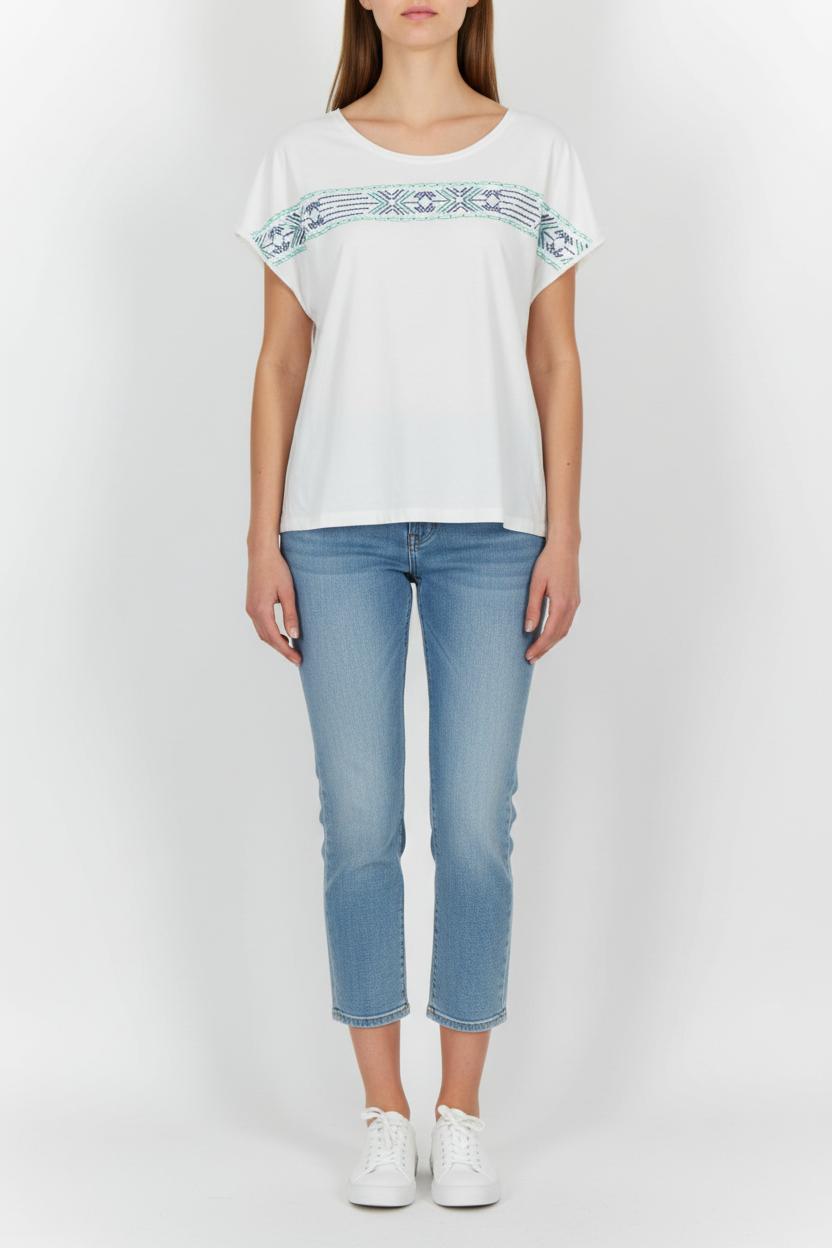 T-shirt Blanc et Bleu - Taille S/36 de la marque Caroll | PARAD37348 - Vendu par Paradigme - Image 1