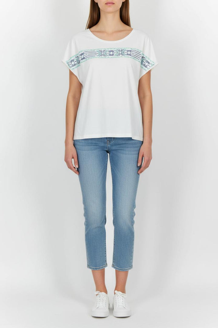 T-shirt Blanc et Bleu - Taille S/36 de la marque Caroll | PARAD37348 - Vendu par Paradigme - Image 1