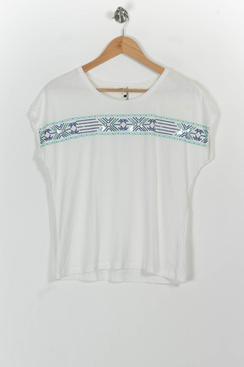 T-shirt Blanc et Bleu - Taille S/36 de la marque Caroll | PARAD37348 - Vendu par Paradigme - Image 2