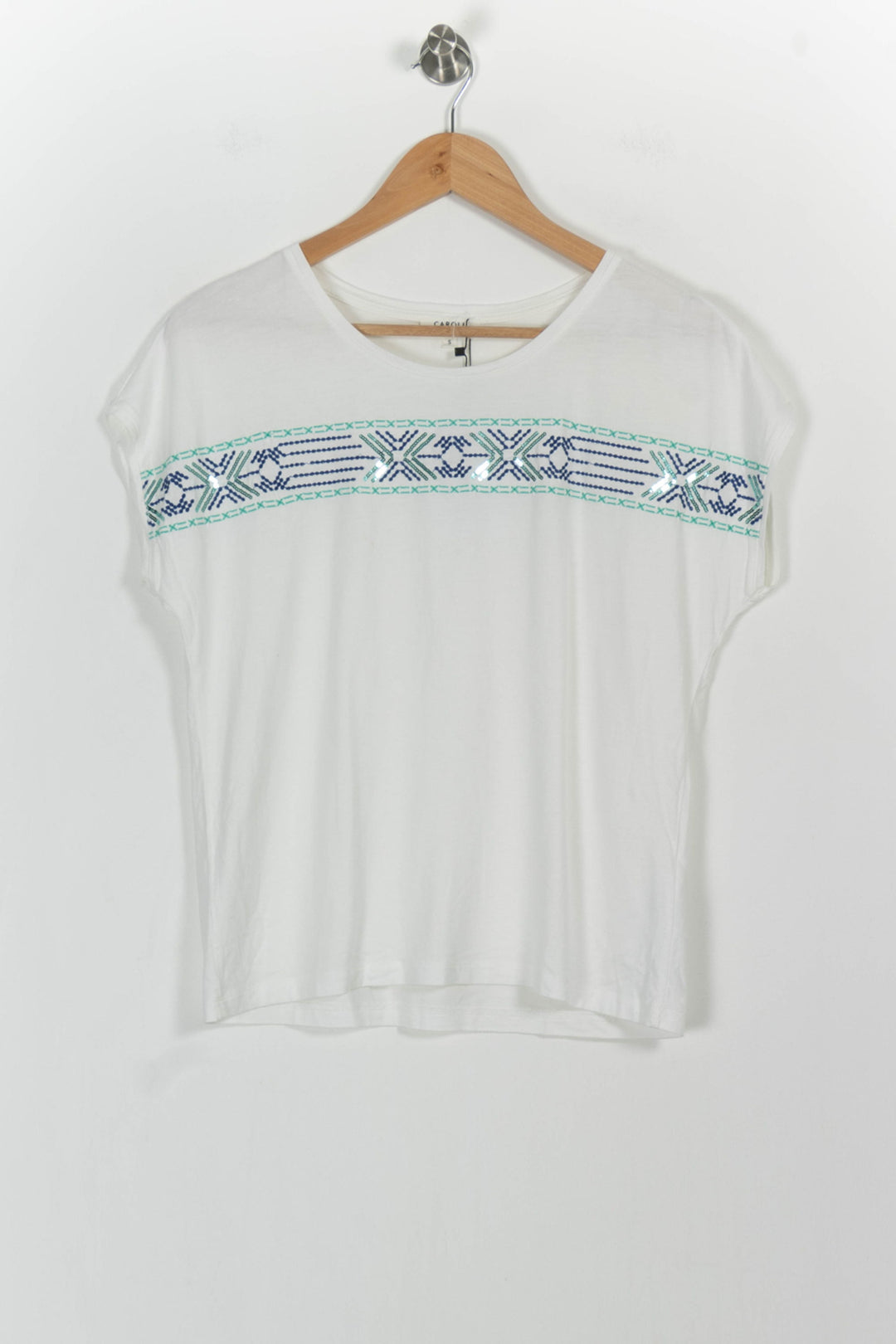 T-shirt Blanc et Bleu - Taille S/36 de la marque Caroll | PARAD37348 - Vendu par Paradigme - Image 2