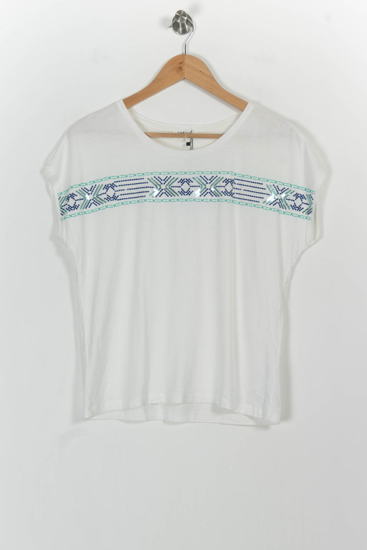 T-shirt Blanc et Bleu - Taille S/36 de la marque Caroll | PARAD37348 - Vendu par Paradigme - Image 2