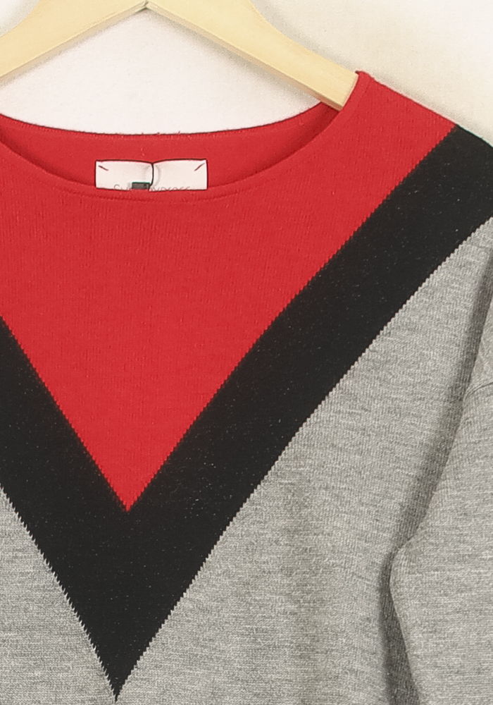 Pull Gris Rouge et Noir - Taille S/36 de la marque Sud express | PARAD37352 - Vendu par Paradigme - Image 3