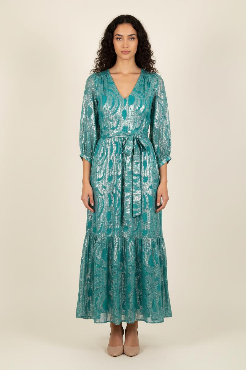 Robe Longue Verte et Argentée - Taille XS/34 de la marque Louizon | PARAD37362 - Vendu par Paradigme - Image 1