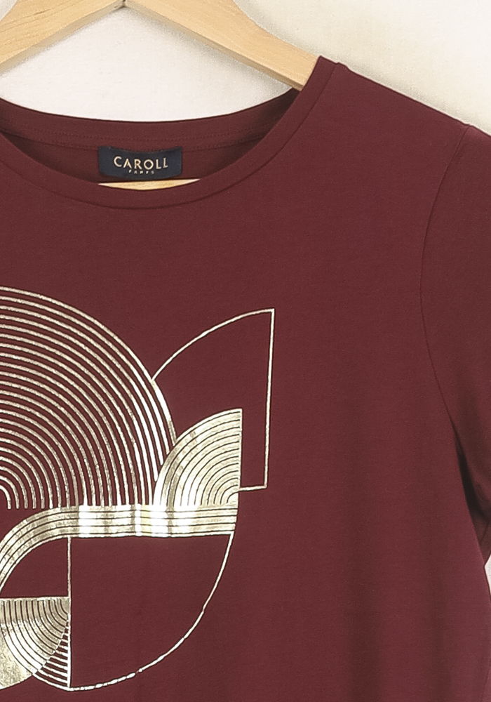 Tee-shirt Bordeaux - Taille S/36 de la marque Caroll | PARAD37377 - Vendu par Paradigme - Image 3