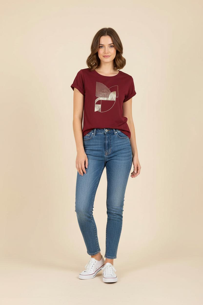 Tee-shirt Bordeaux - Taille S/36 de la marque Caroll | PARAD37377 - Vendu par Paradigme - Image 1