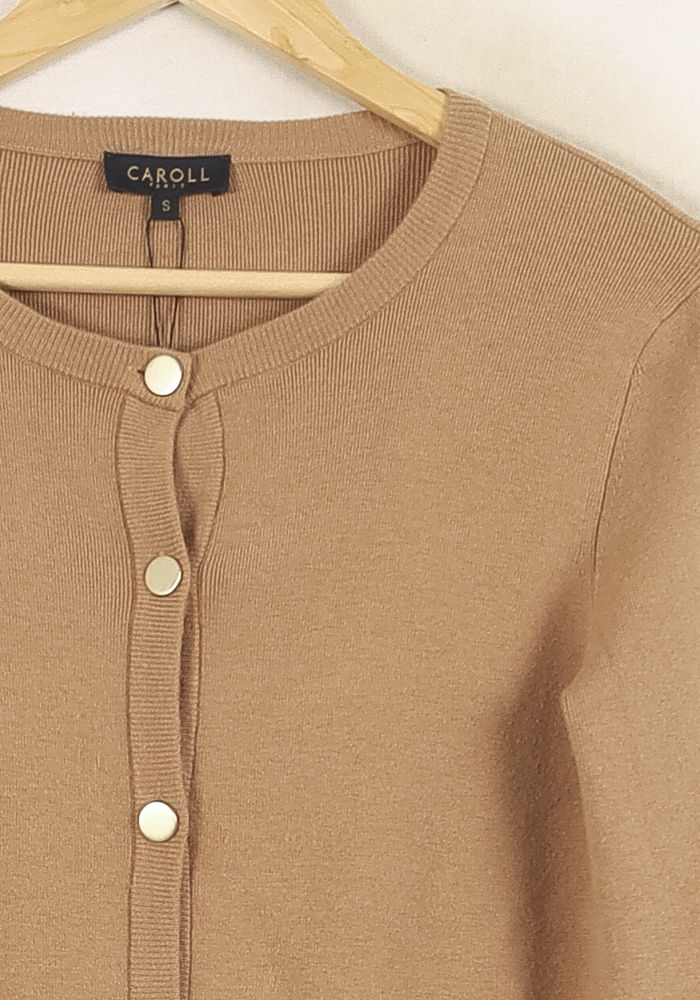 Cardigan Beige - Taille XS/34 de la marque Caroll | PARAD37382 - Vendu par Paradigme - Image 3