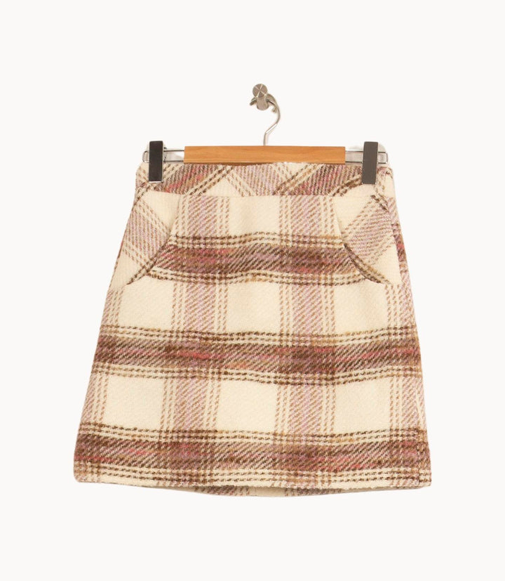 Jupe Courte Écrue et Marron - Taille S/36 de la marque Caroll | PARAD37510 - Vendu par Paradigme - Image 2