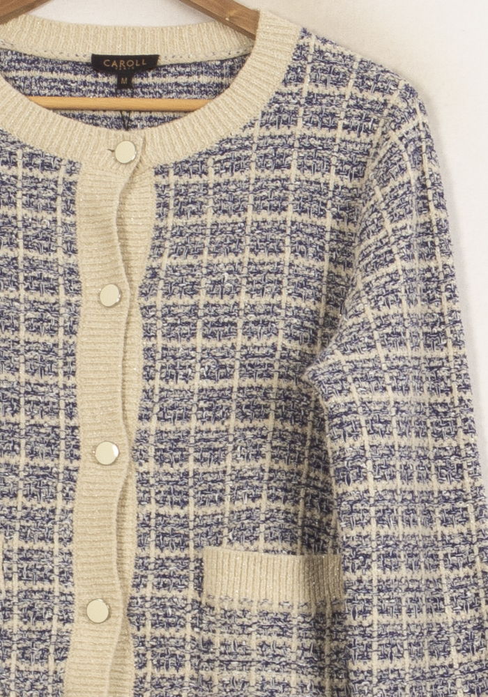 Cardigan Bleu et Beige - Taille M/38 de la marque Caroll | PARAD37520 - Vendu par Paradigme - Image 3