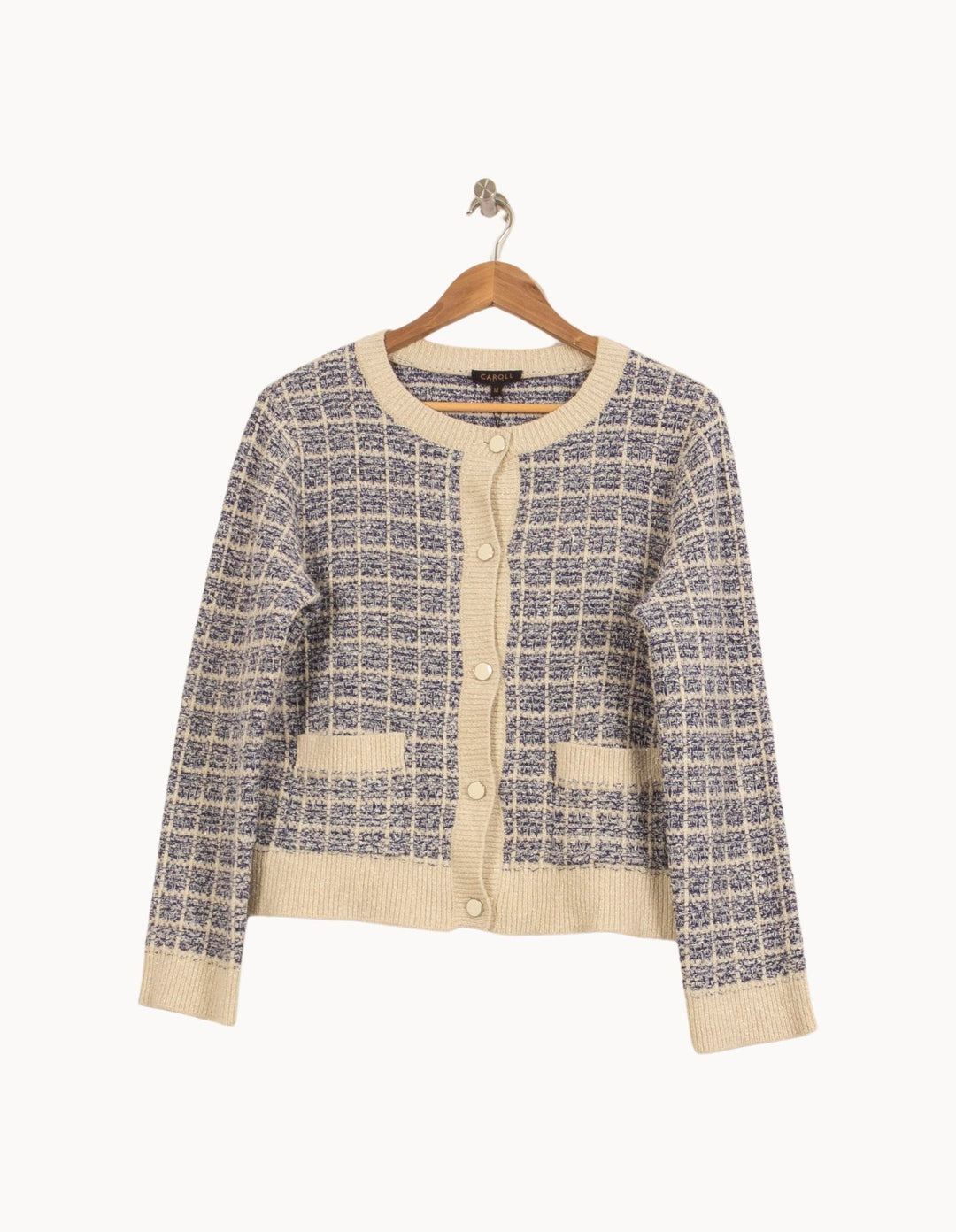 Cardigan Bleu et Beige - Taille M/38 de la marque Caroll | PARAD37520 - Vendu par Paradigme - Image 2