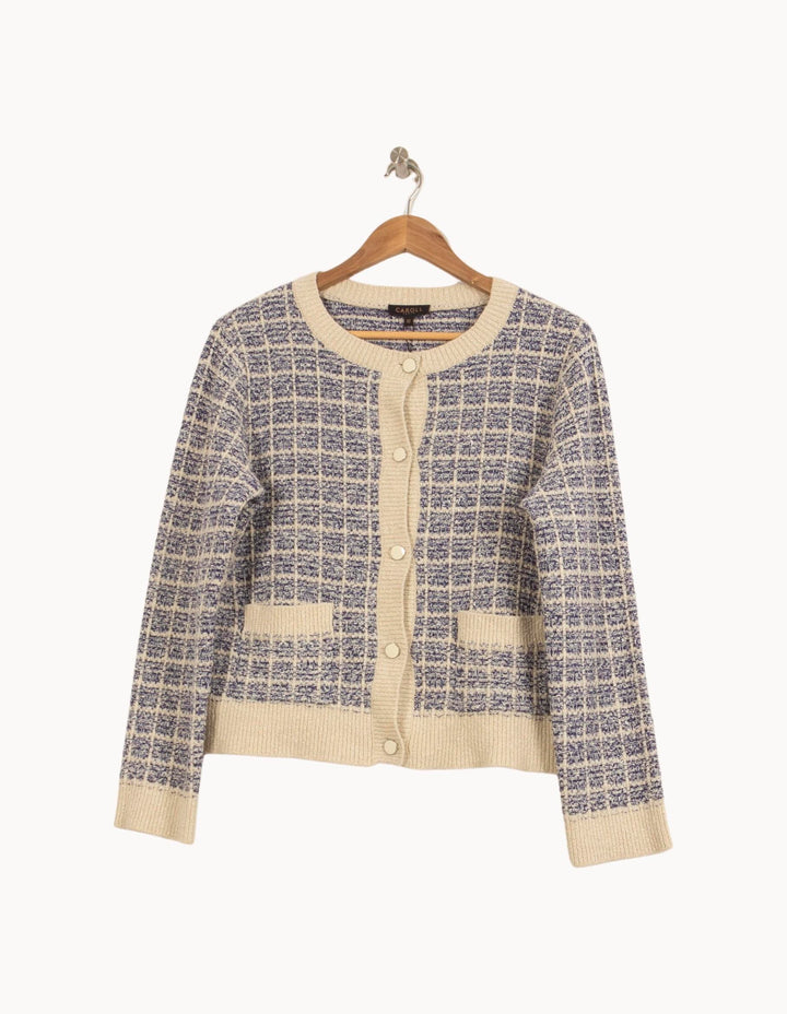 Cardigan Bleu et Beige - Taille M/38 de la marque Caroll | PARAD37520 - Vendu par Paradigme - Image 2