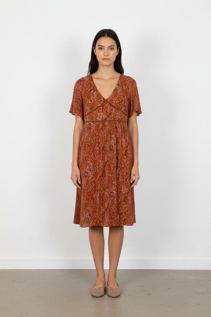 Robe marron à motif - Taille L/40