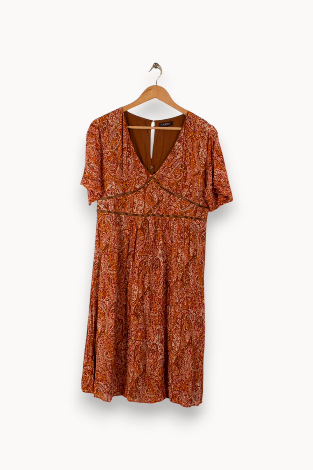 Robe marron à motif - Taille L/40 de la marque Caroll | PARAD37597 - Vendu par Paradigme - Image 1