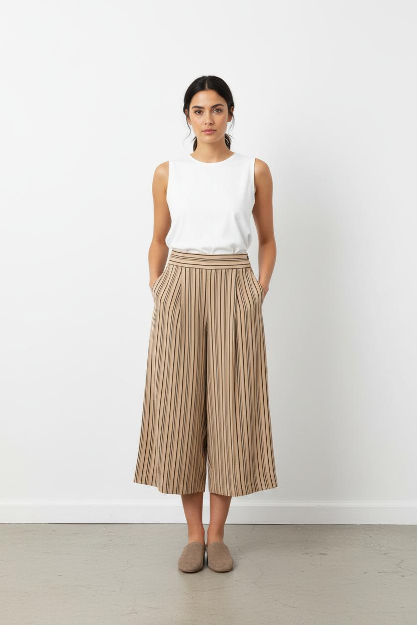 Pantalon beige rayé - Taille XL/42