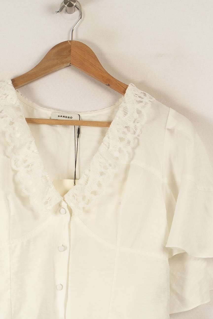 Blouse beige - Taille M/38 de la marque Sandro | PARAD37621 - Vendu par Paradigme - Image 2