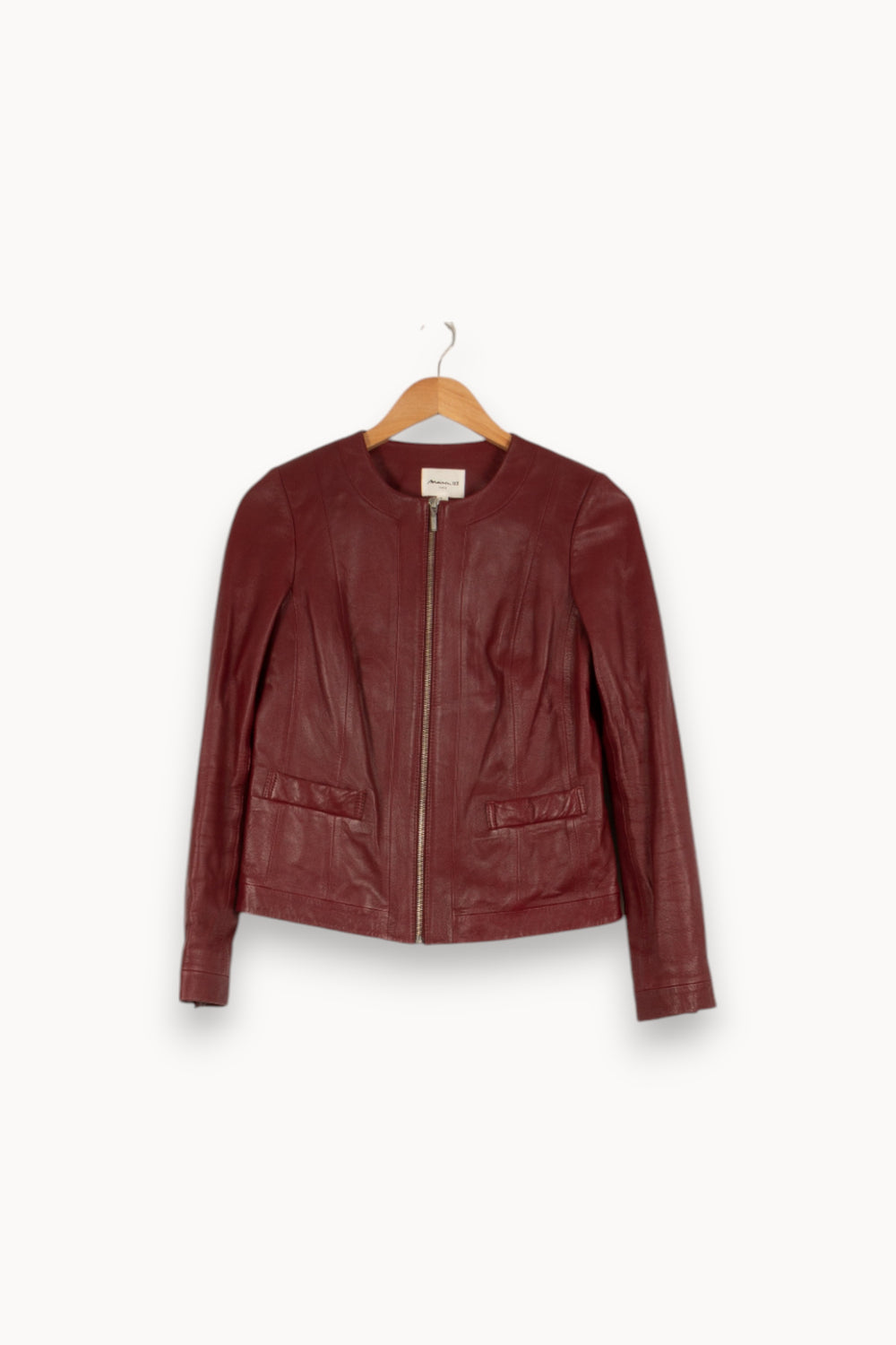 Veste en cuir bordeaux - Taille S/36 de la marque Maison 123 | PARAD37780 - Vendu par Paradigme - Image 1