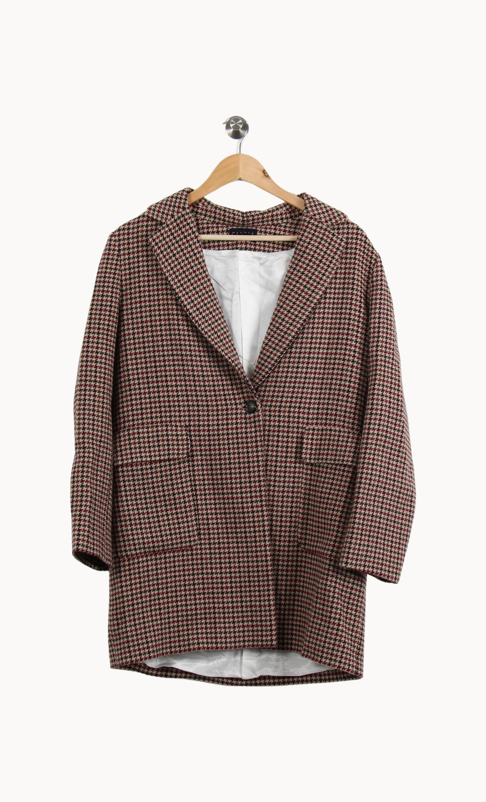 Manteau Pied-de-poule Marron et Beige - Taille L/40 de la marque Caroll | PARAD37819 - Vendu par Paradigme - Image 2