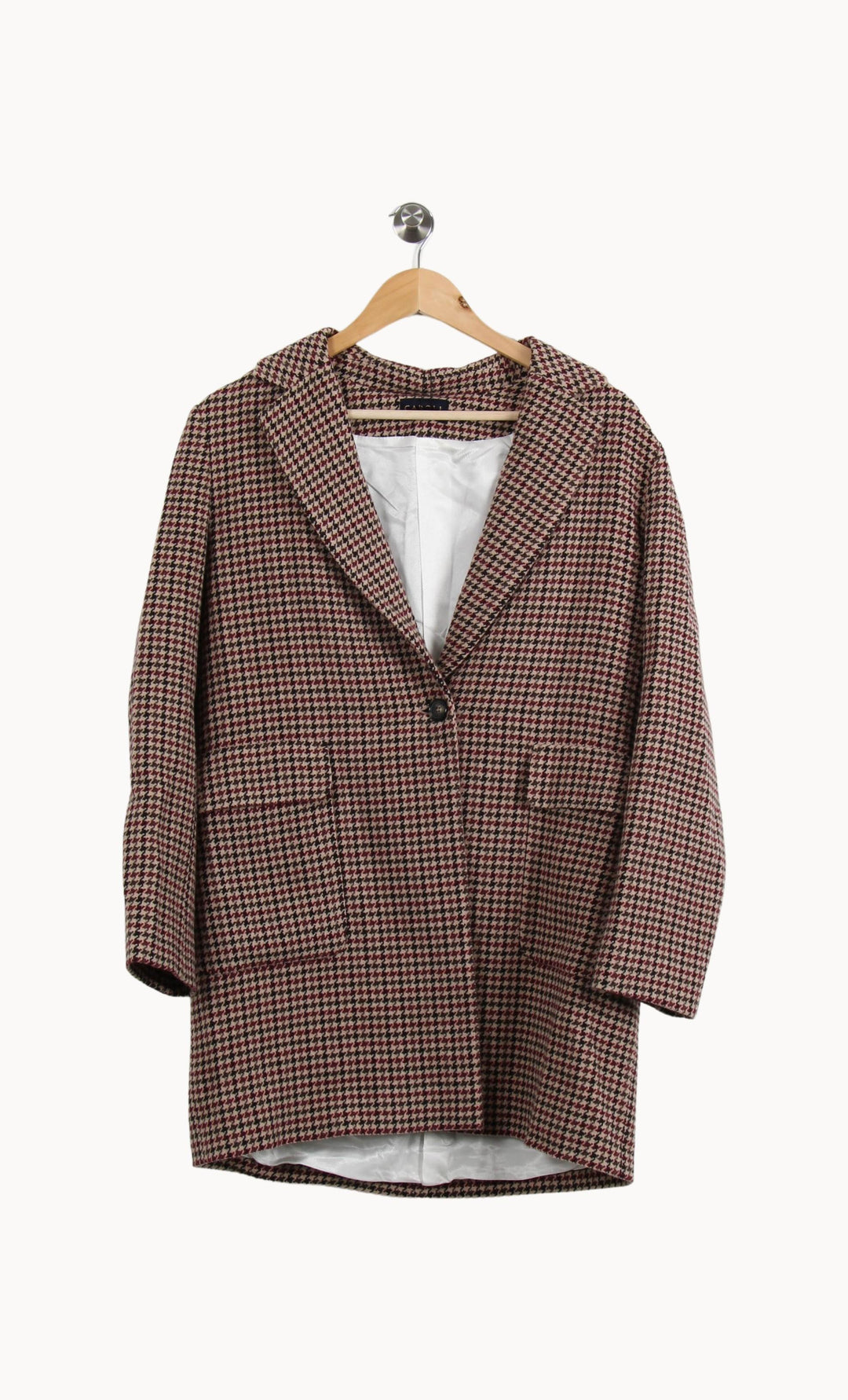 Manteau Pied-de-poule Marron et Beige - Taille L/40 de la marque Caroll | PARAD37819 - Vendu par Paradigme - Image 2