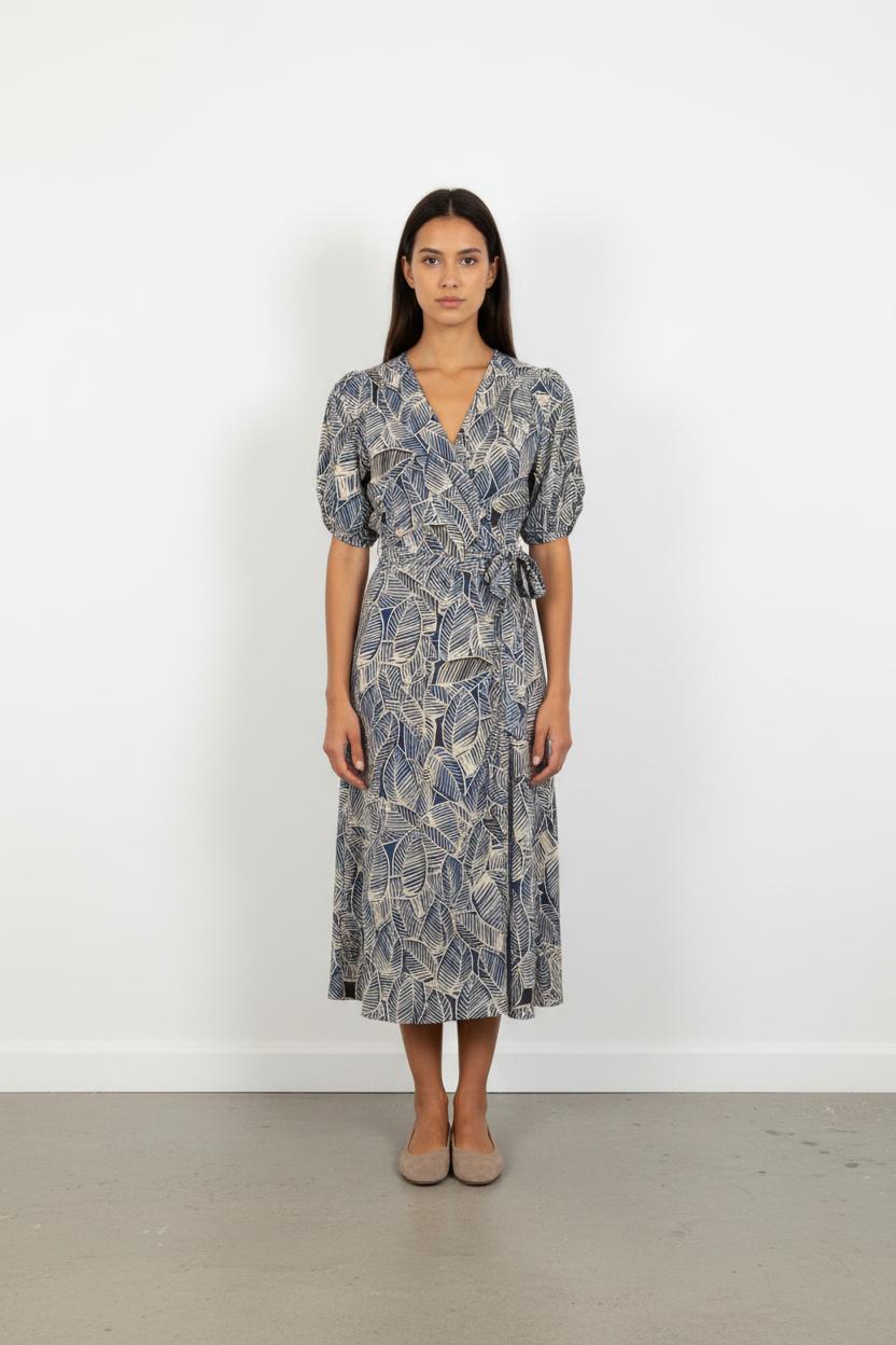 Robe Longue Bleue et Beige - Taille XL/42