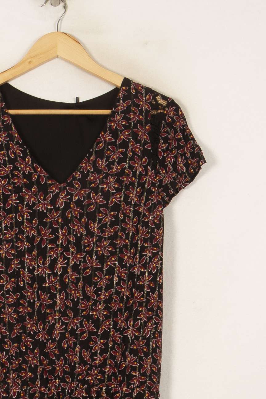 Robe Fleurie Bordeaux et Noir - Taille S/36 de la marque IKKS | PARAD37878 - Vendu par Paradigme - Image 3