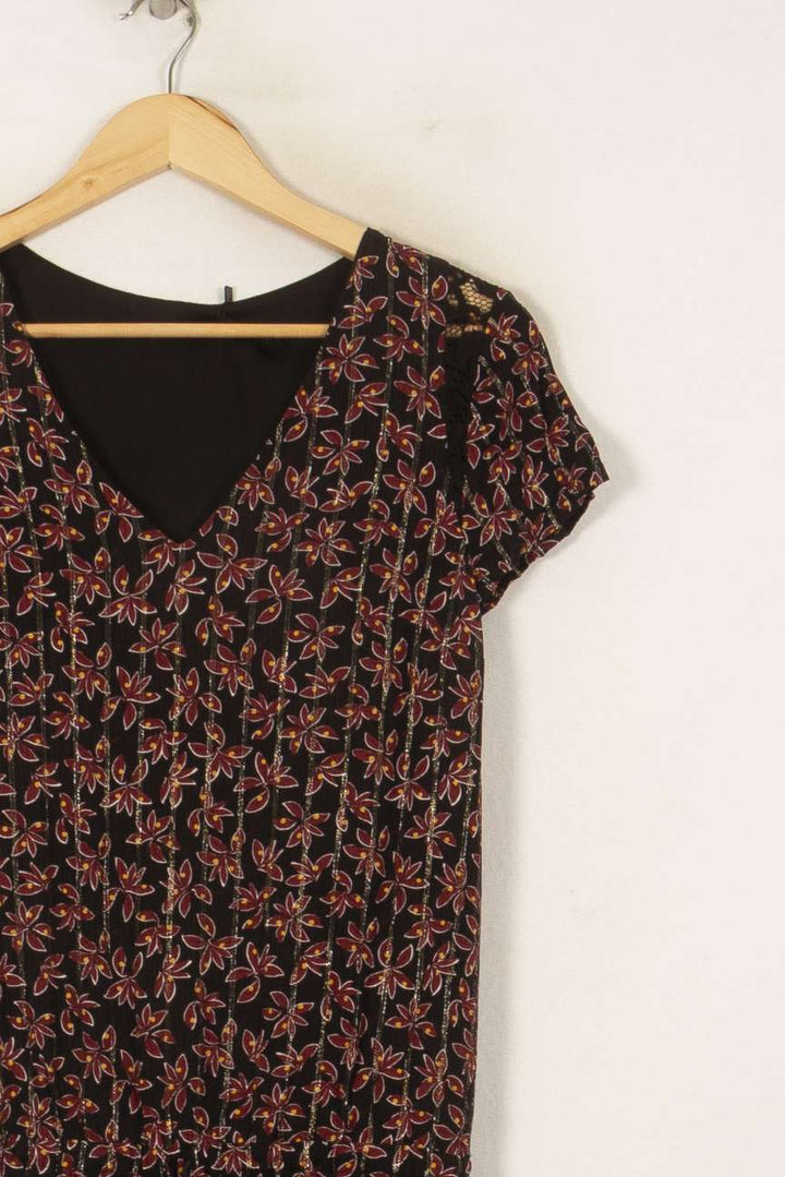 Robe Fleurie Bordeaux et Noir - Taille S/36 de la marque IKKS | PARAD37878 - Vendu par Paradigme - Image 3