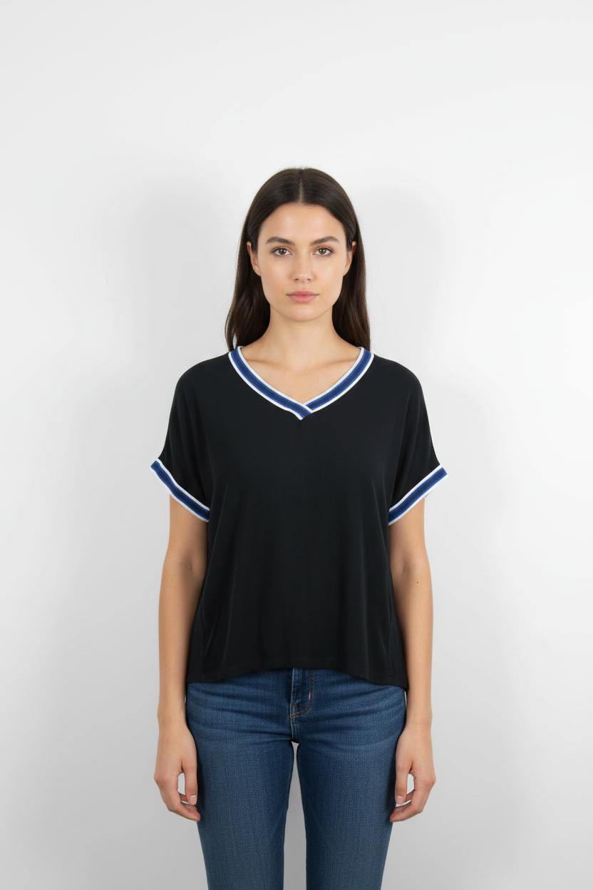 T-shirt Noir et Bleu - Taille S/36