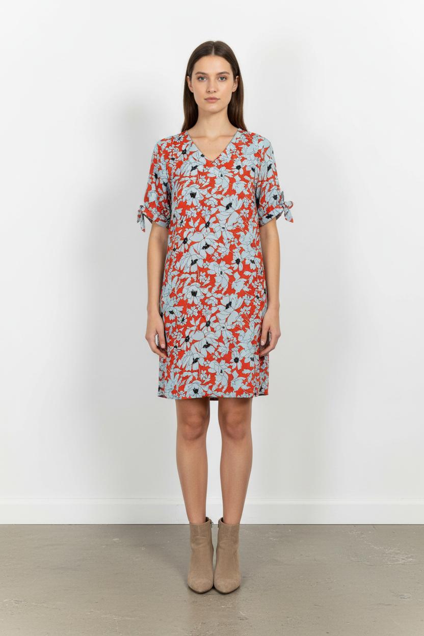 Robe Droite Rouge et Bleu Clair - Taille M/38 de la marque La Fée Maraboutée | PARAD37912 - Vendu par Paradigme - Image 1