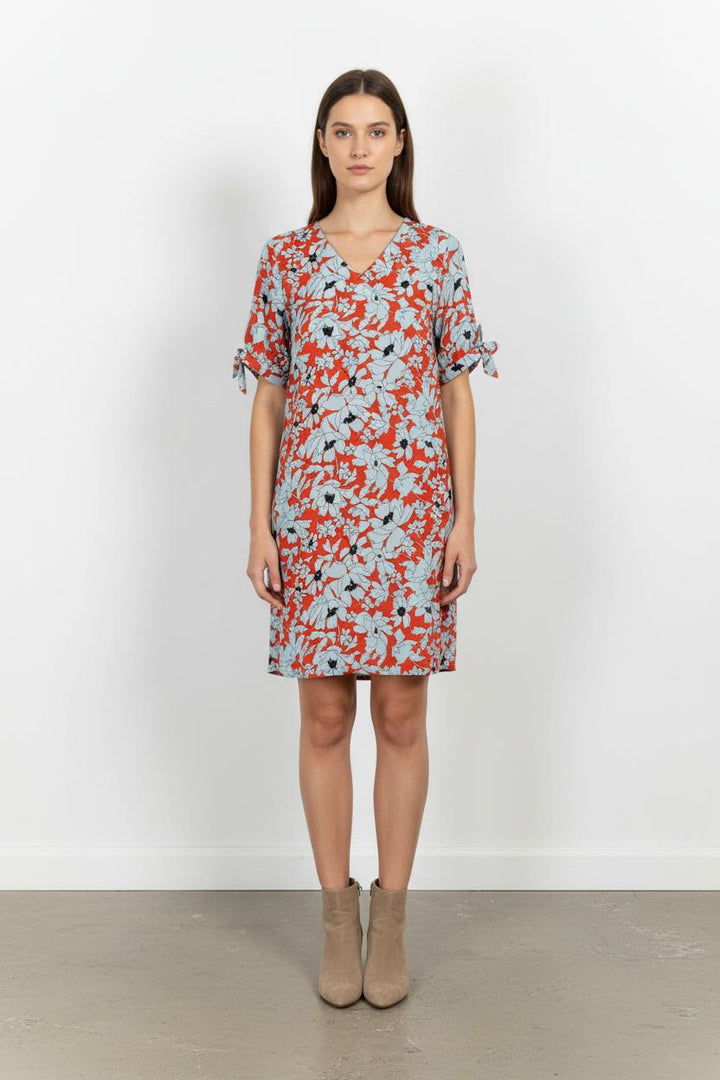 Robe Droite Rouge et Bleu Clair - Taille M/38 de la marque La Fée Maraboutée | PARAD37912 - Vendu par Paradigme - Image 1