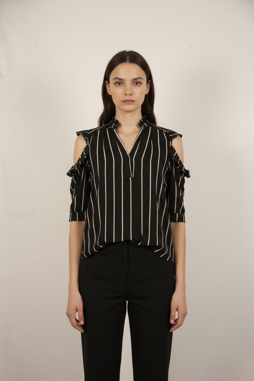 Blouse Noire et Blanche - Taille S/36
