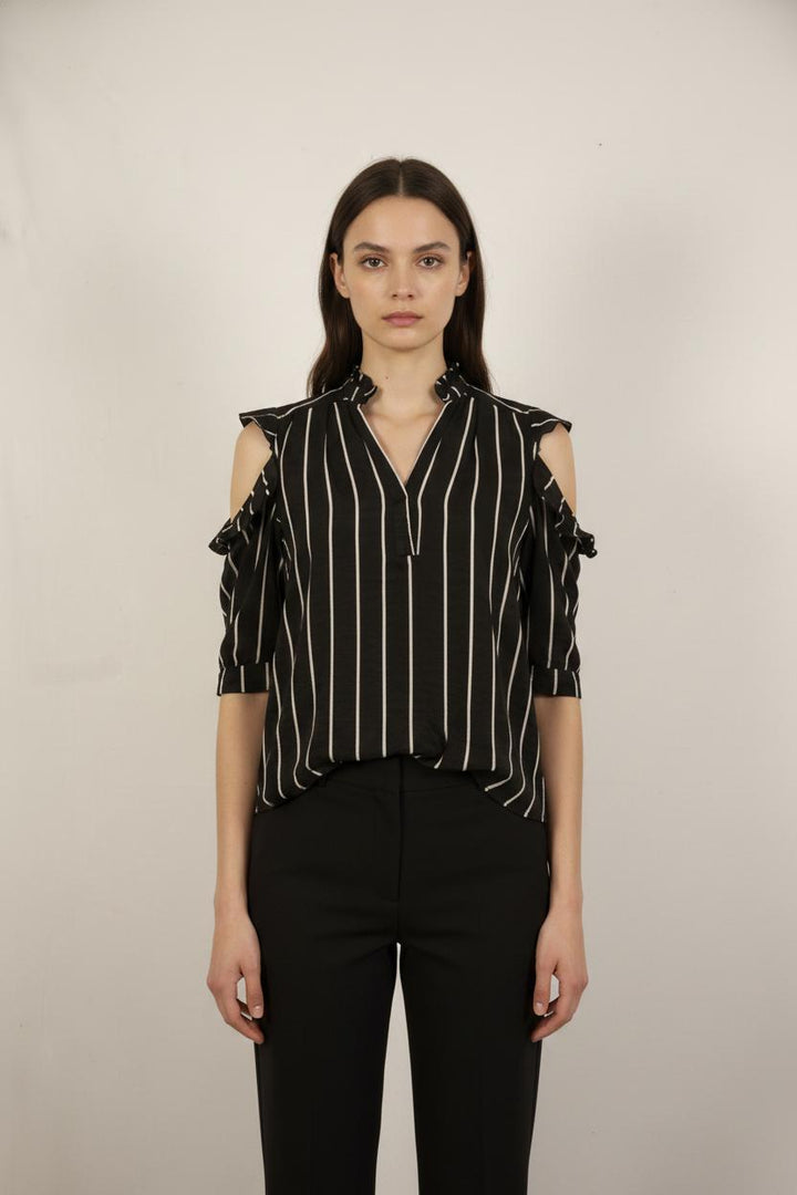 Blouse Noire et Blanche - Taille S/36