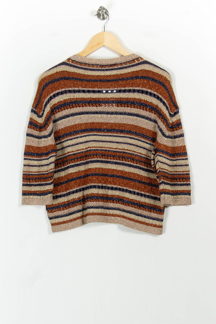 Pull Rayé Marron et Beige - Taille S/36 de la marque Gerard Darel | PARAD38019 - Vendu par Paradigme - Image 4