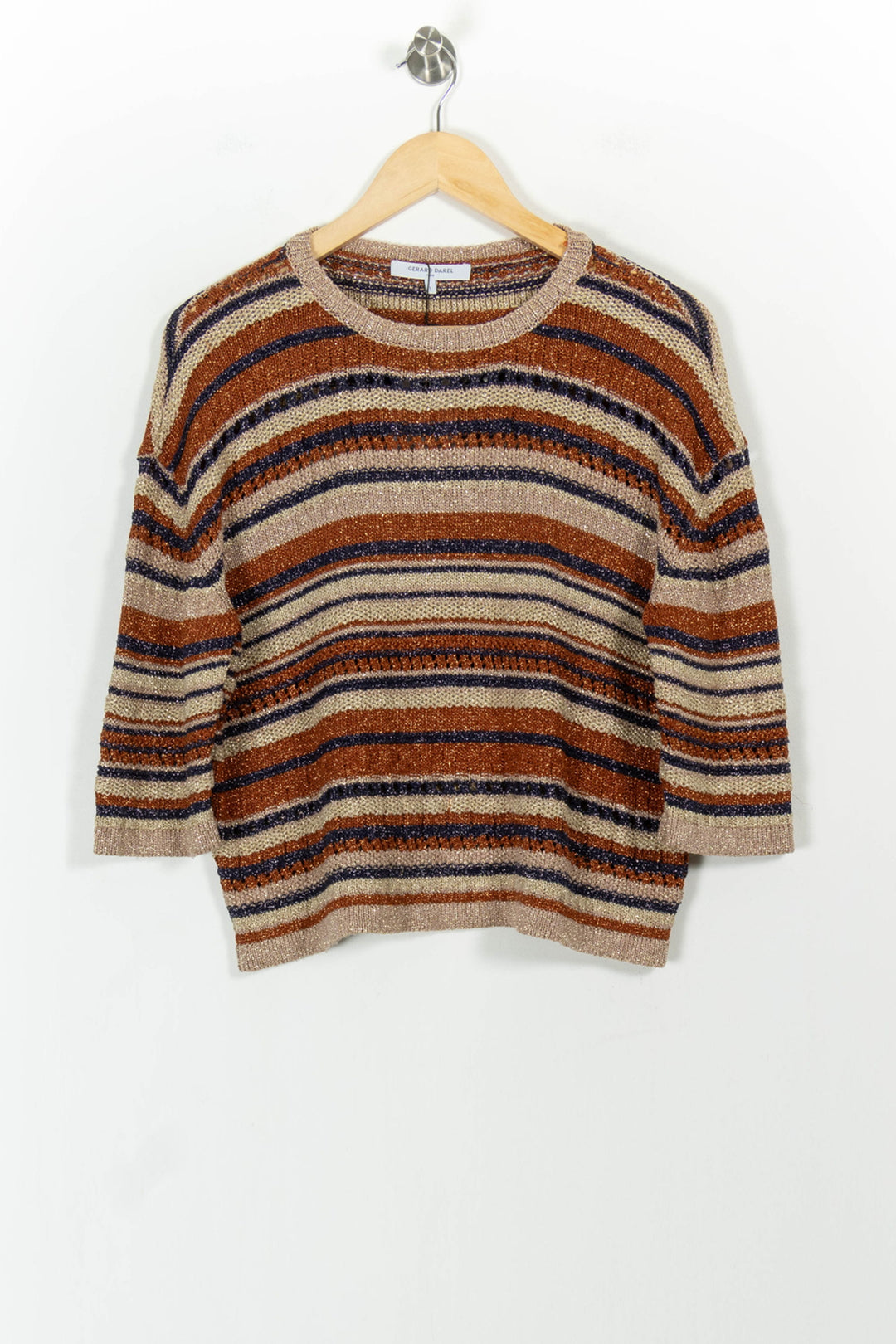 Pull Rayé Marron et Beige - Taille S/36 de la marque Gerard Darel | PARAD38019 - Vendu par Paradigme - Image 2