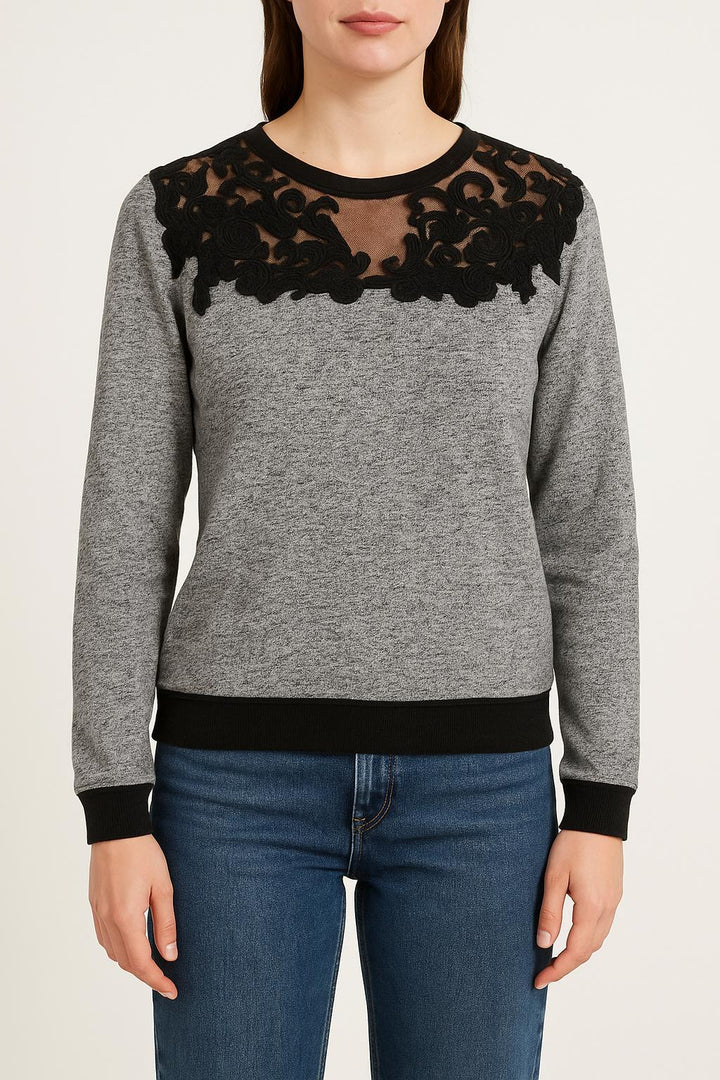 Sweat Gris et Noir - Taille S/36 de la marque Sandro | PARAD38022 - Vendu par Paradigme - Image 1