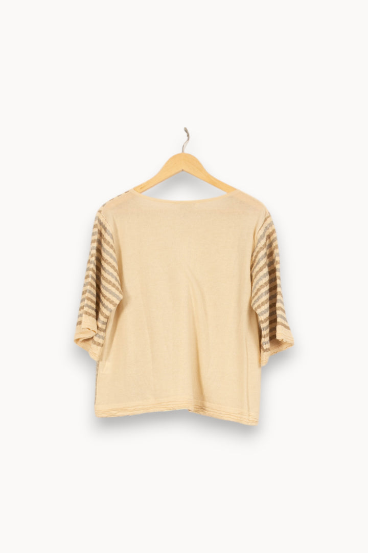 Blouse Beige et Marron - Taille M/38 de la marque La Fée Maraboutée | PARAD38044 - Vendu par Paradigme - Image 4