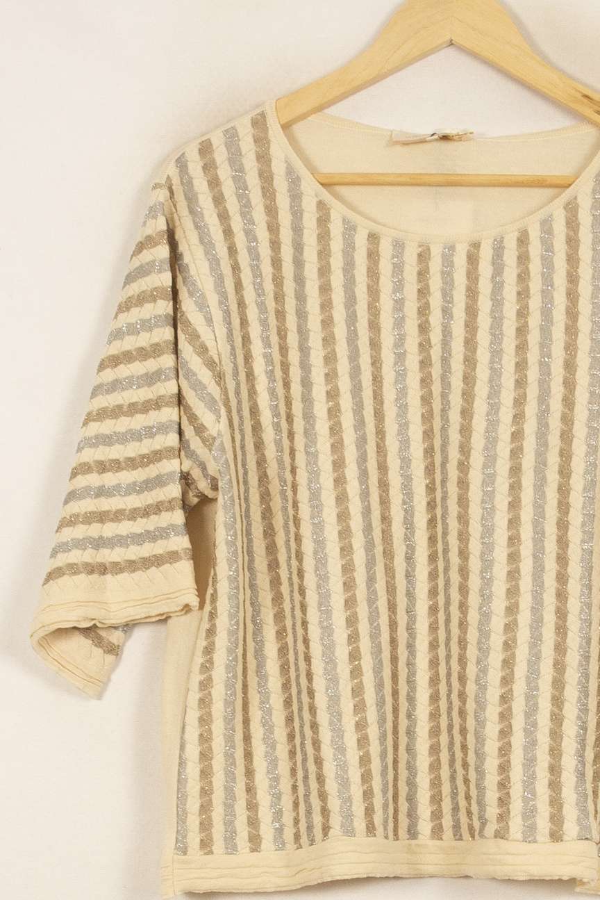 Blouse Beige et Marron - Taille M/38 de la marque La Fée Maraboutée | PARAD38044 - Vendu par Paradigme - Image 3