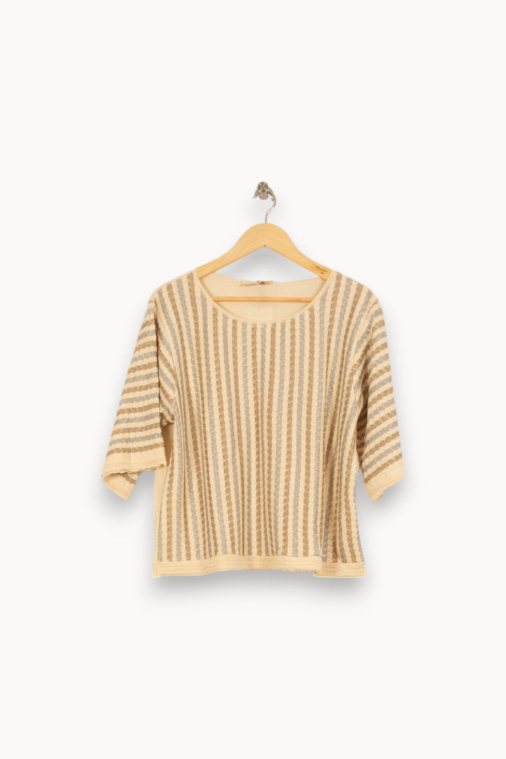 Blouse Beige et Marron - Taille M/38 de la marque La Fée Maraboutée | PARAD38044 - Vendu par Paradigme - Image 2