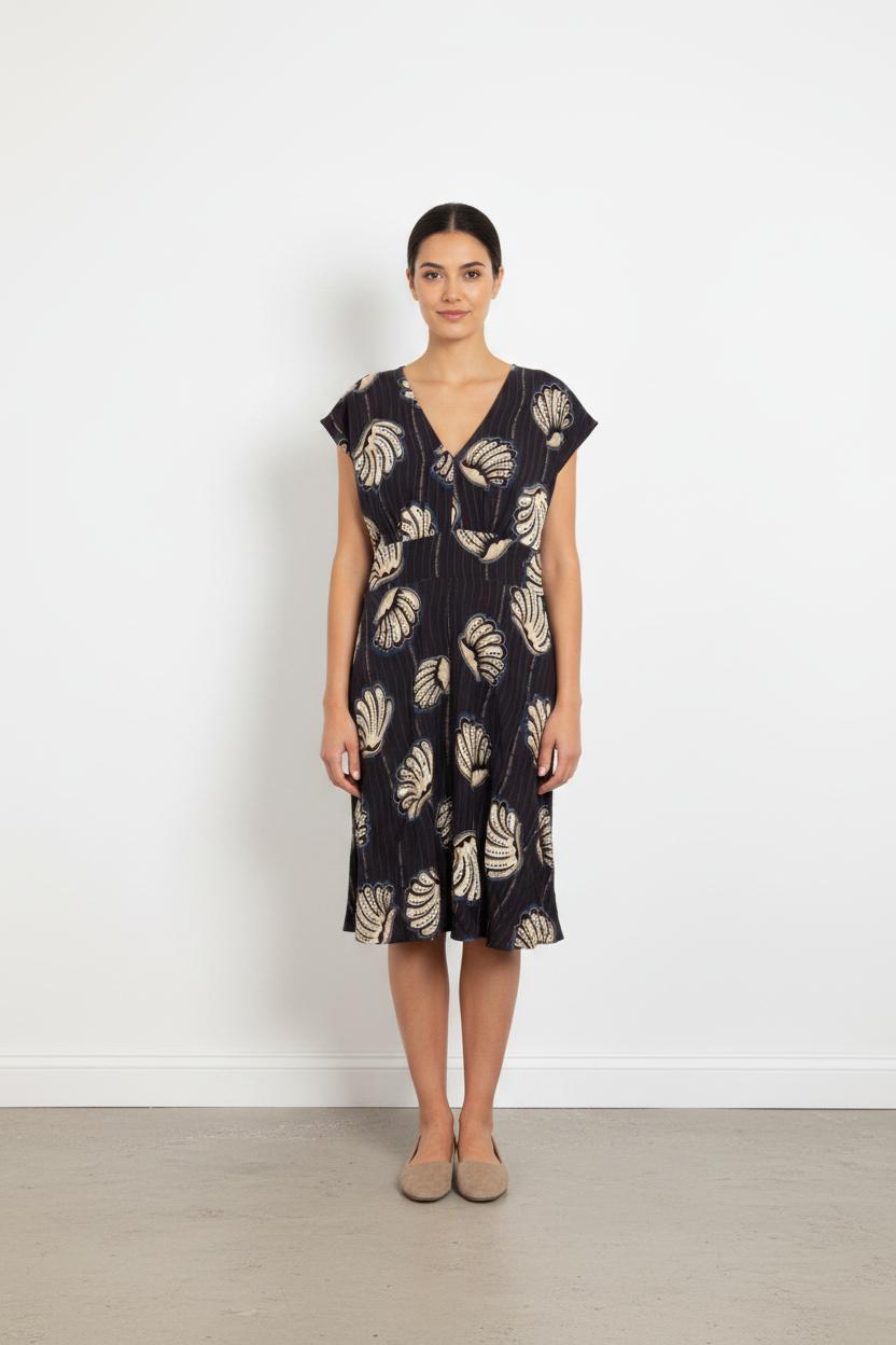 Robe Midi Bleue et Beige - Taille M/38