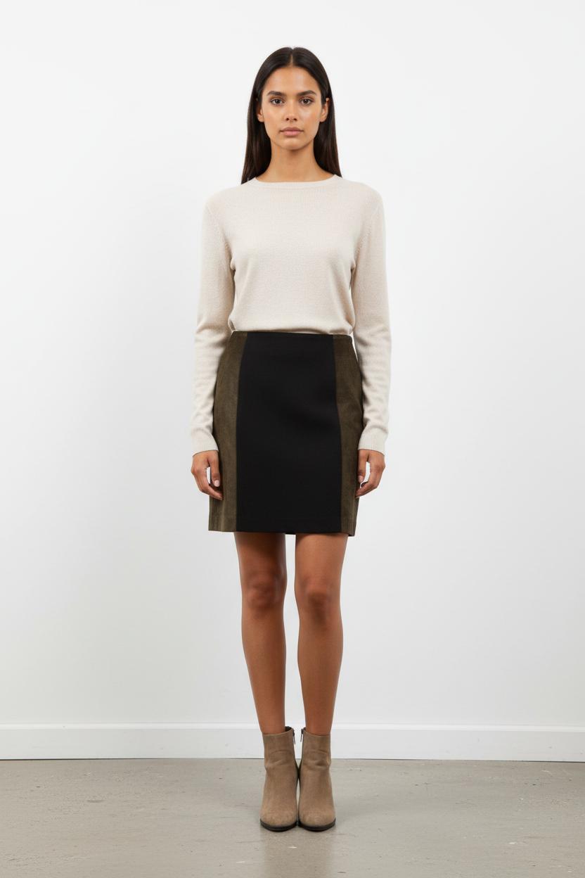 Jupe Droite Noire et Kaki - Taille S/36