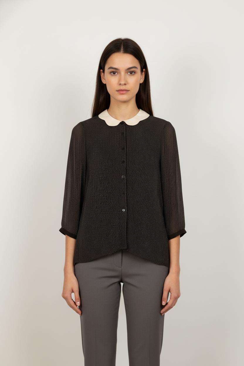 Blouse Noire et Blanche - Taille S/36
