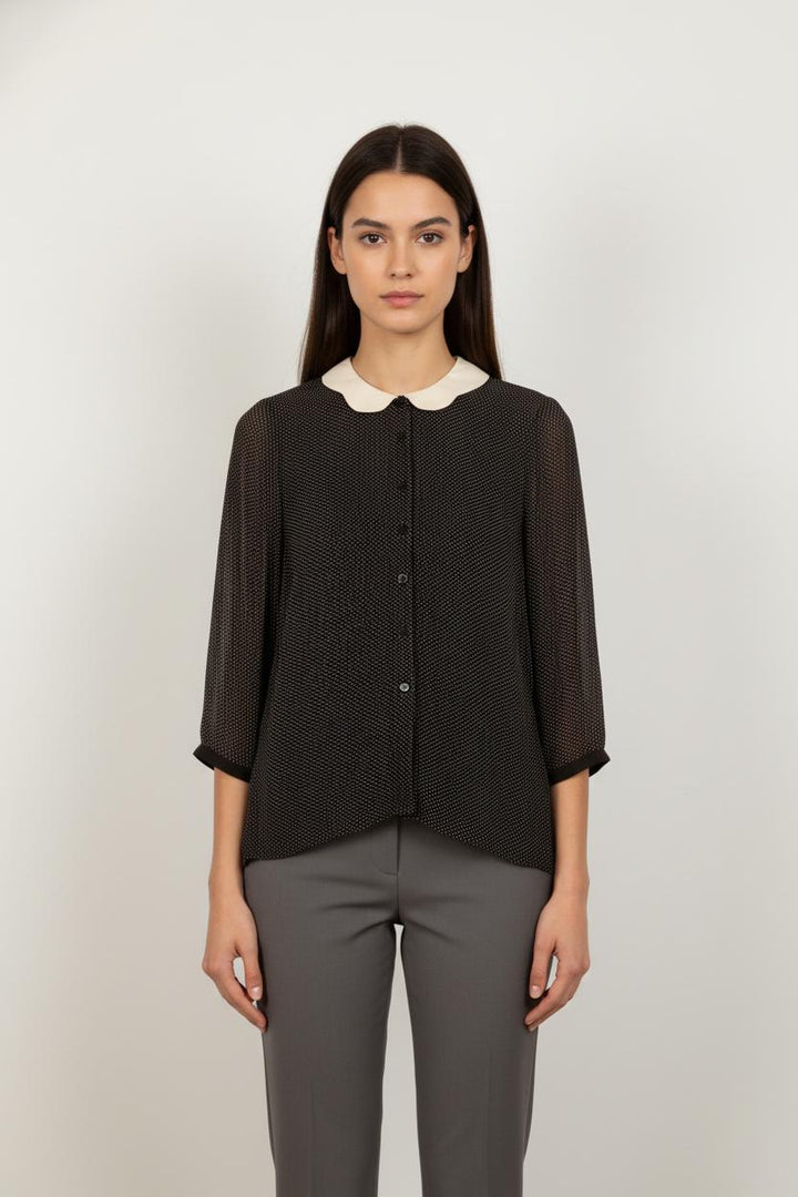 Blouse Noire et Blanche - Taille S/36