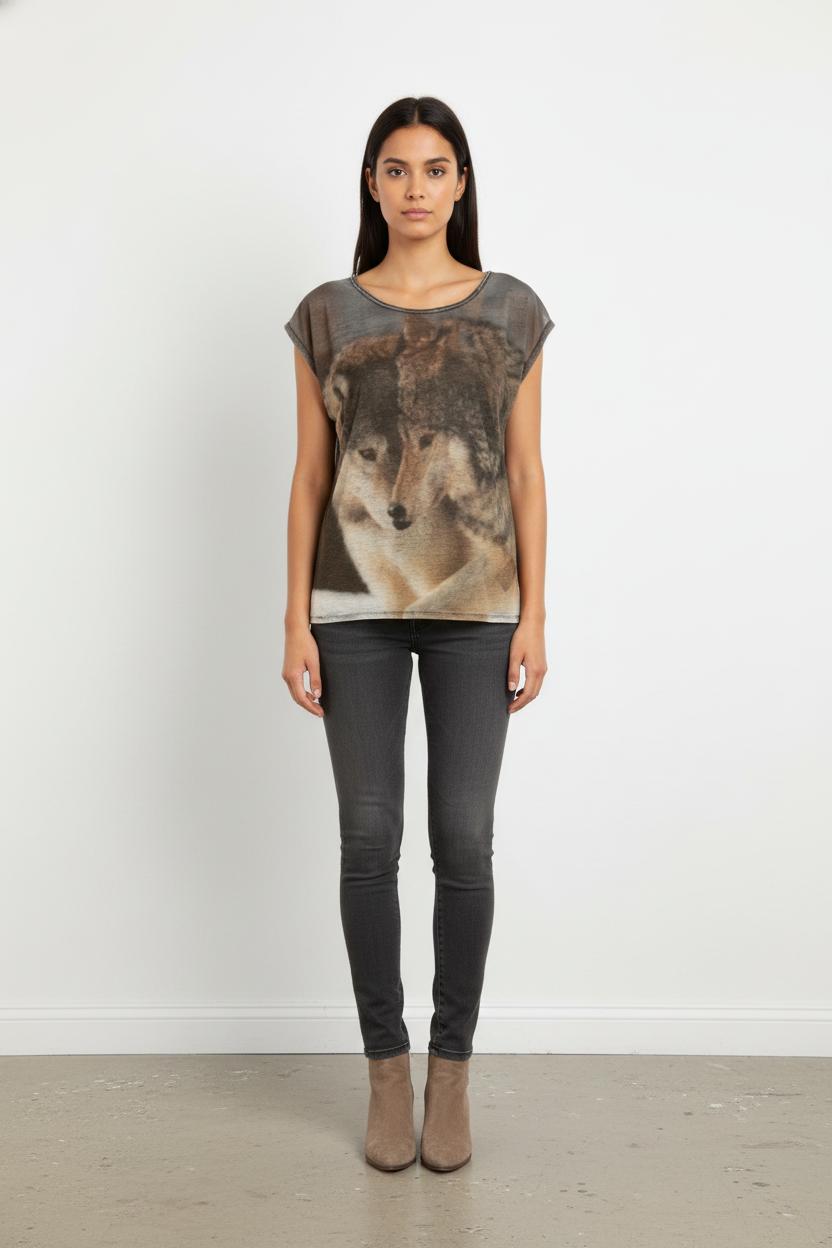 Tee-shirt Marron et Beige - Taille S/36