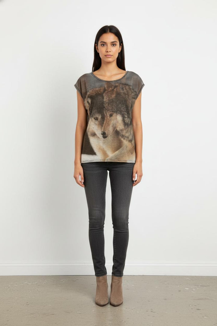 Tee-shirt Marron et Beige - Taille S/36