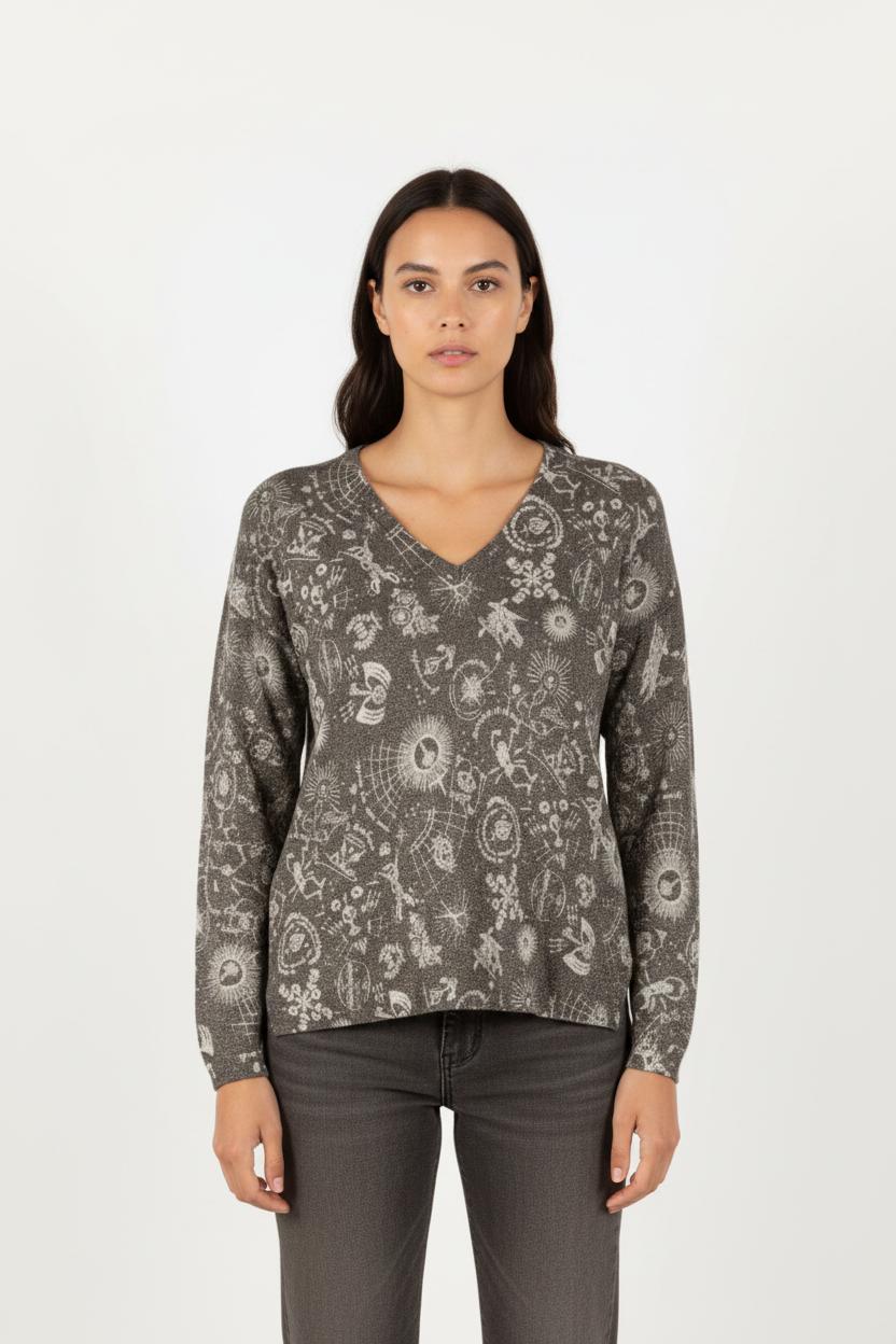 Pull Gris et Blanc - Taille S/36