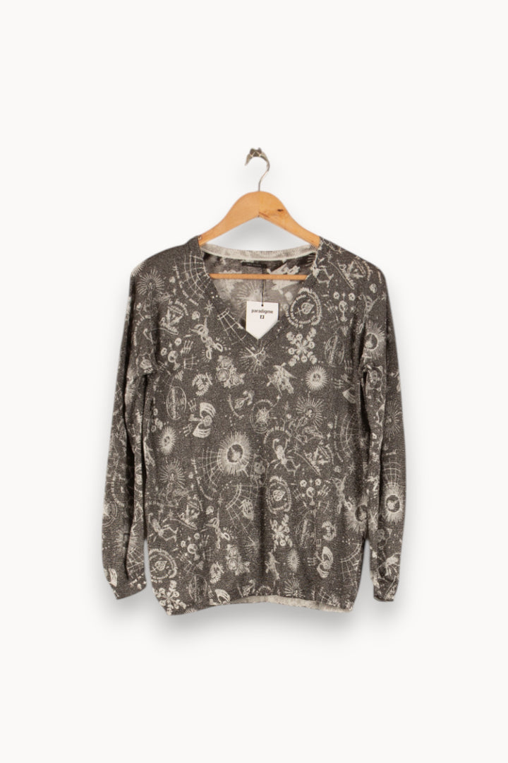 Pull Gris et Blanc - Taille S/36 de la marque IKKS | PARAD38114 - Vendu par Paradigme - Image 2