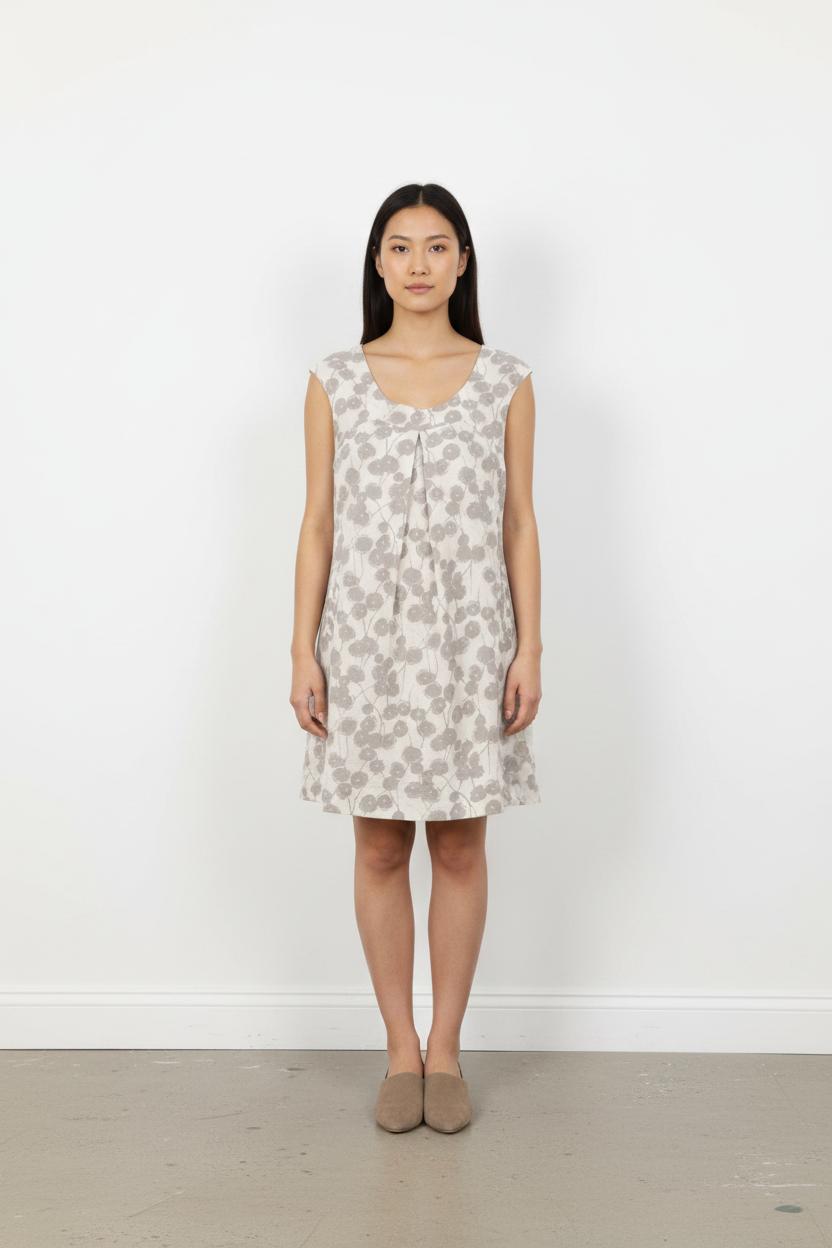 Robe Fleurie Grise et Blanche - Taille S/36