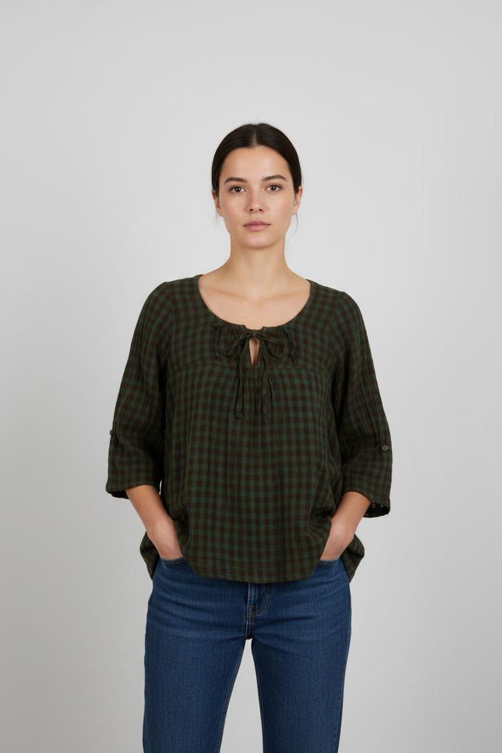 Blouse Verte et Noire - Taille M/38