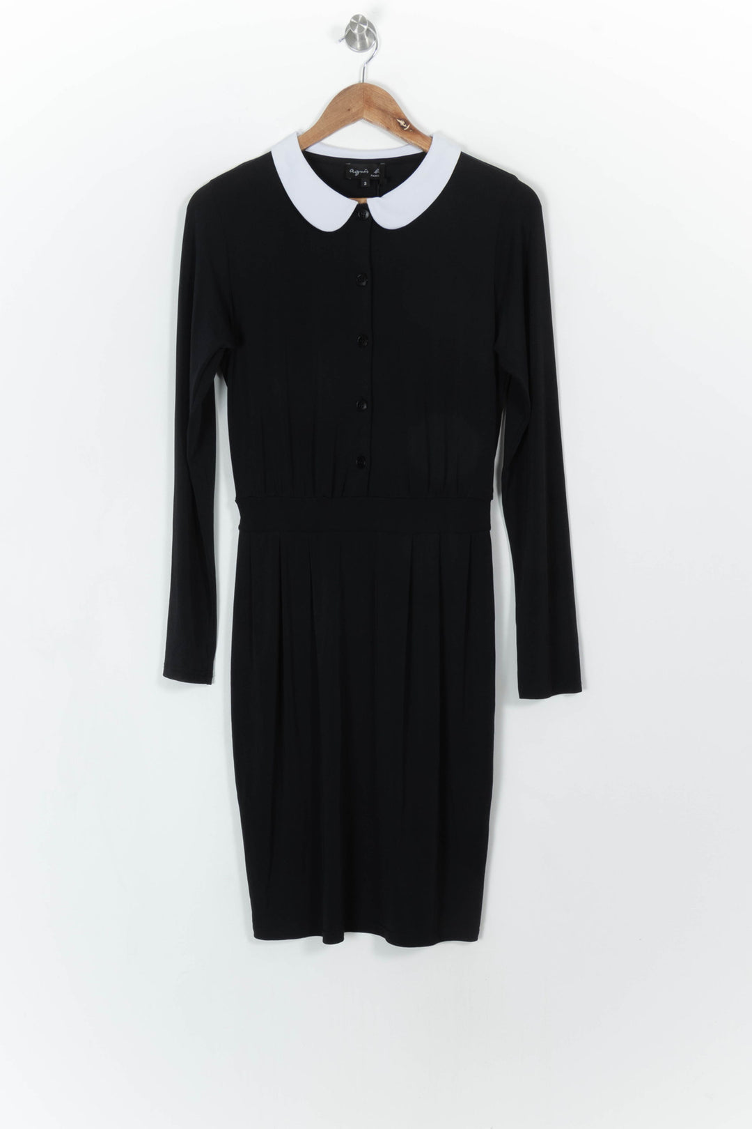 Robe chemise noire et blanche - Taille M/38 de la marque Agnès b. | PARAD38132 - Vendu par Paradigme - Image 2