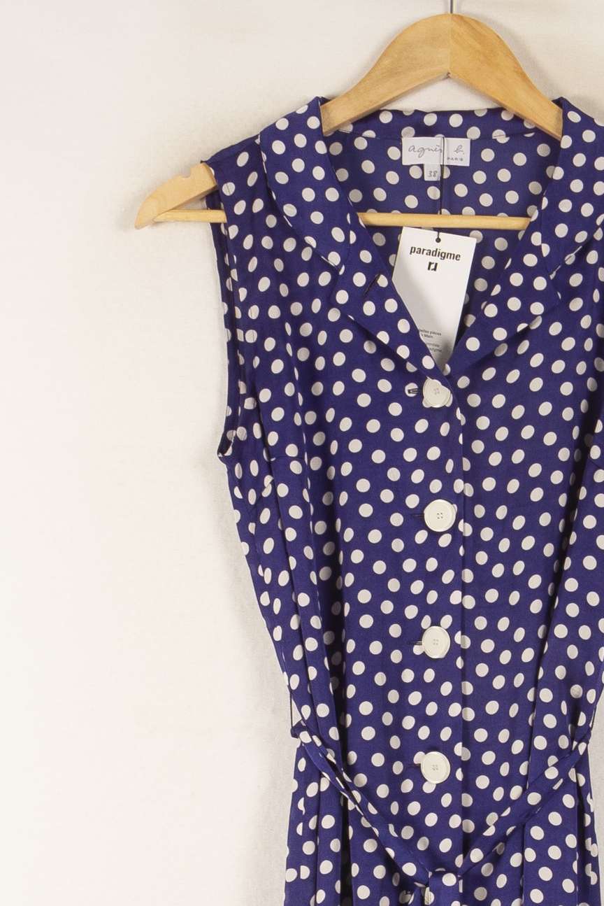Robe Midi Bleue et Blanche - Taille M/38 de la marque Agnès b. | PARAD38133 - Vendu par Paradigme - Image 3