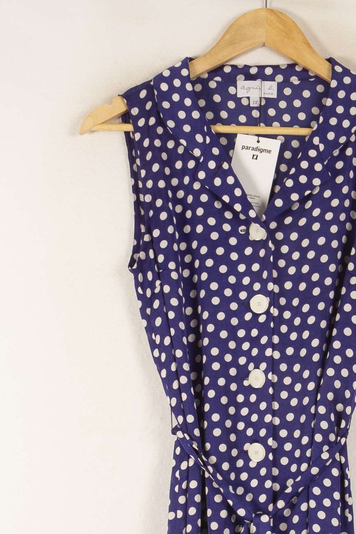 Robe Midi Bleue et Blanche - Taille M/38 de la marque Agnès b. | PARAD38133 - Vendu par Paradigme - Image 3