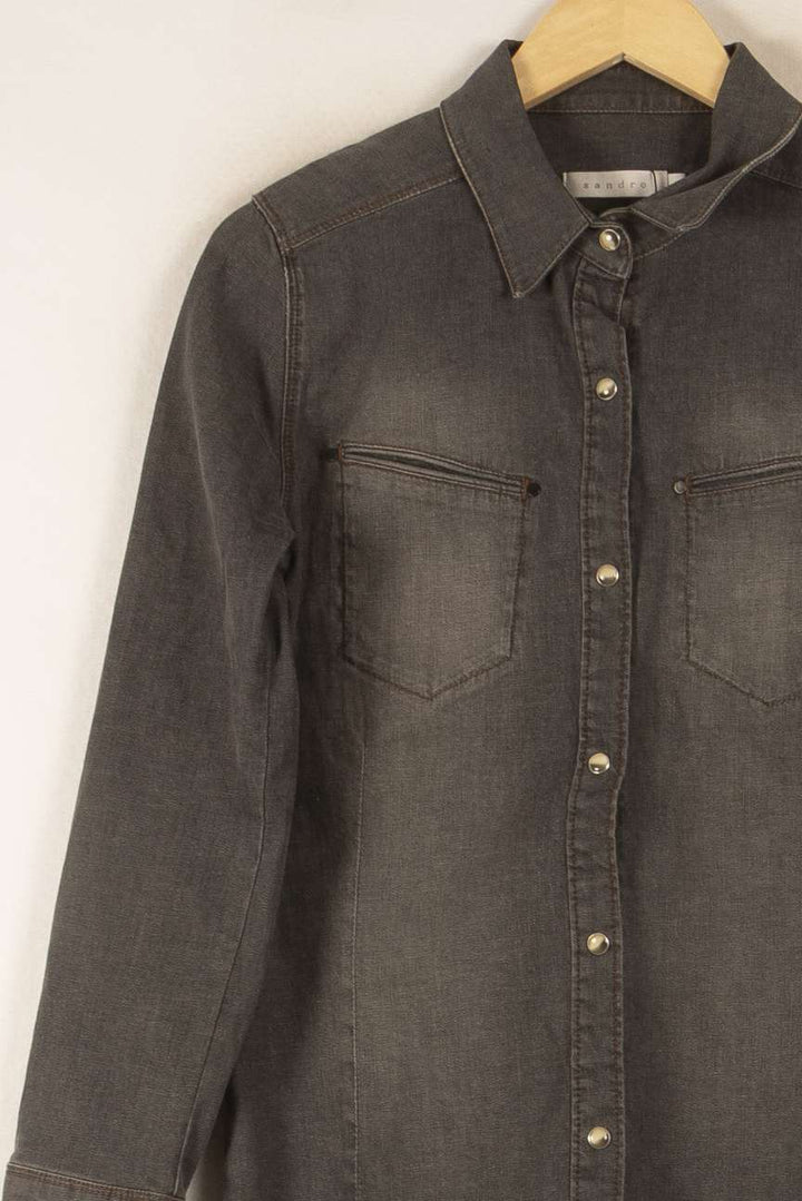 Chemise Grise - Taille M/38 de la marque Sandro | PARAD38178 - Vendu par Paradigme - Image 3